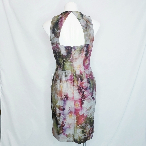 NWT Kay Unger Sleeveless Floral Watercolor Sheath Dress - Picture 4 of 12